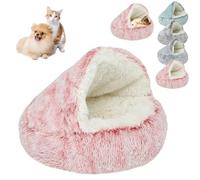 Générique Lapcatz Nest Bed, Lapcatz Bed, Lapcatz Nest for Pet, Hooded Cat Bed Round Plush Fluffy Calming Cat Bed Cave, Winter Cozy Pet Bed for Cats Dogs (60CM/23.6IN,Pink Short Velvet)