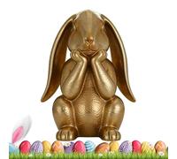 Générique Lapin en Résine Doré,Statue de Lapin pensant pour décoration de Pâques,Ornement de Table Lapin Doré | pour la Maison, Table, étagère, Manteau de cheminée, Salon, entrée, Bureau,