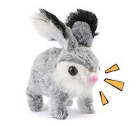 Générique Lapin Réaliste Interactif - Animal Interactif Électrique Sautillant,Jouet en Peluche De Lapin - Cadeau d'anniversaire Noël Pâques Fêtes Garçons Filles