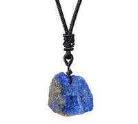 Générique Lapis Lazuli Pendant - Hand-Woven Raw Blue Crystal Jewelry, Stone Design Natural Texture, Polished + Durable Cord, Premium Lapis Lazuli Collectible Quality, For Women, Men & Unisex Roc