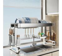 Générique Large 37In Stainless Steel Dish Drainer - 1-Tier Countertop Sink Organizer, Durable 304 Kitchen Rack for Efficient Drying and Space-Saving Storage,4970 Single Layer 86Cm/33In