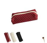 Générique Large Capacity Polka Dot Pencil Case, Canvas Pouch with Zipper | Foldable soft body, holds thick markers and stationery, simple dotted look, doubles as a makeup organizer