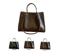 Générique Large Capacity PU Leather Satchel Handbag,Womens Soft Leather Work Tote Bag,Retro Fall Winter Shoulder Bag with Zipper (Coffee)