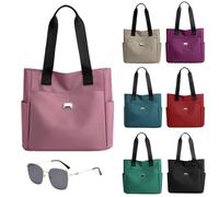 Générique Large Capacity Water Repellent Multi Pocket Nylon Shoulder Bag,Simple Tote Bag For Women,For Work Travel (pink)