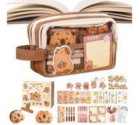 Générique Large Capybara Stationery, Pen Bag with Stickers, Pencil Case with Sturdy Material, Cute Animal School Accessory, Home Gear Playful Design, Writing Supplies for Kids