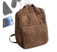 Générique Large Corduroy Bookbag,Handle Feature Women's Retro Backpack - Small Backpack Purse, Corduroy Laptop Bags, Laptop Bag Casual Day Trips, High School College For Women And Men