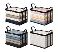 Générique Large Heavy Duty Thick Plastic Clear Storage Bag with Hinged Lid and Handles for Clothes, PVC Storage Box Clear Storage Containers with Zipper, Stackable Foldable Moving Tote (4-pack black)