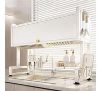 Générique Large Over The Sink Dish Drying Rack with Cover Baskets, Space-Saving Kitchen Organizer, Versatile Dish Drainer Shelf for Countertop Storage,5672 White 105Cm