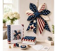 Générique Large Patchwork Bow Sewing Kit, Christmas Diy Quilted Fabric Tree Kit, DIY Craft Material Christmas Door Decorations for Adult Beginners, Rustic-Style Wall Hanging Decoration Set (E)