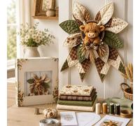 Générique Large Patchwork Bow Sewing Kit, Christmas Diy Quilted Fabric Tree Kit, DIY Craft Material Christmas Door Decorations for Adult Beginners, Rustic-Style Wall Hanging Decoration Set (D)