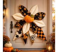 Générique Large Patchwork Bow Sewing Kit, Christmas Diy Quilted Fabric Tree Kit, DIY Craft Material Christmas Door Decorations for Adult Beginners, Rustic-Style Wall Hanging Decoration Set (C)