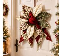 Générique Large Patchwork Bow Sewing Kit, Christmas Diy Quilted Fabric Tree Kit, DIY Craft Material Christmas Door Decorations for Adult Beginners, Rustic-Style Wall Hanging Decoration Set (B)