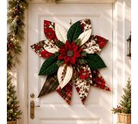 Générique Large Patchwork Bow Sewing Kit, Christmas Diy Quilted Fabric Tree Kit, DIY Craft Material Christmas Door Decorations for Adult Beginners, Rustic-Style Wall Hanging Decoration Set (A)