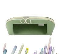 Générique Large Pencil Case, Clear Leather Stationery Organizer Pouch, 9.25x3.15x3.35 inches Adorable Zipper Storage Bag with Large Capacity for Rulers Scissors Erasers Notes