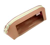 Générique Large Pencil Case, Leather Clear Organizer Container for Pencil, Large Capacity Stationery Zipper Storage Pouch for Scissors, Rulers, Erasers, Notes, 9.25x3.15x3.35 inches