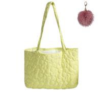 Générique Large Quilted Flower Tote Bag for Women, Lightweight Shoulder Bag with Inner Pocket, Soft Sweet Pastel Shopping Handbag