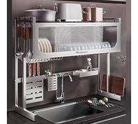 Générique Large Stainless Steel Over The Sink Dish Drainer Rack with Cover - Durable Kitchen Storage Organizer - Efficient Drying Solution for Dishes Utensils,5295 29.5X11.8X31.5In