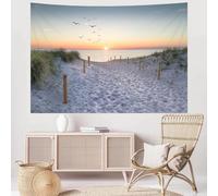 Générique Large Tapestries for Farmhouse Office Wall Art Room Aesthetic Decor Indoor, Custom Tapestry 150 x 220 cm,Orange, Blue, White, Green Ocean Beach Sunset Decoration,