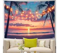 Générique Large Tapestries for Farmhouse Office Wall Art Room Aesthetic Decor Indoor, Custom Tapestry 150 x 220 cm,Orange, Pink, Purple, Blue, Yellow Ocean Beach Sunset Landscape Decoration,