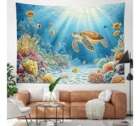 Générique Large Tapestries for Farmhouse Office Wall Art Room Aesthetic Decor Indoor, Custom Tapestry 150 x 220 cm,Colorful, Blue, Orange, Yellow, Ocean Natural Landscape Decoration,