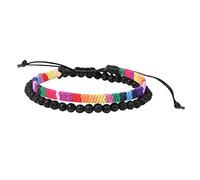 Générique Largeur Largeur Lune Anneaux Bohemia Handmade Weave Bead Beach Festival Bracelet Réglable Ensemble De 2 Hommes Femmes Accessoires Couleurs Inoxydable Précieuses Bijoux (N, One Size)