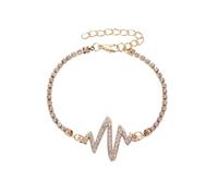 Générique Largeur Perle Rose Bijoux de diamants, Version coréenne, fréquence cardiaque, accessoire de Design classique pour femmes Valentin Message Bracelet Mm Bijoux (Rose Gold, 24cm)