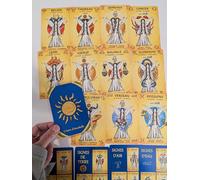 Générique L'Astro d'Annabella, Jeu de Cartes Oracle Astrologique, 12 Signes du Zodiaque avec Signes de Feu, Terre, Air et Eau, Illustrations d'Anges