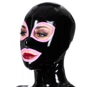Générique Latex Hood Mask Full Face Party Latex Mask-clothing with Trim Back Zipper Open Eyes Mouth (pink,M)