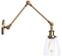 Générique LAUMZX Applique murale à bras oscillant en laiton, longue applique articulée réglable avec abat-jour verre, de bibliothèque industrielle vintage for lecture, chambre coucher, chevet(Gold)