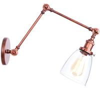 Générique LAUMZX Applique murale à bras oscillant en laiton, longue applique articulée réglable avec abat-jour verre, de bibliothèque industrielle vintage for lecture, chambre coucher, chevet(Rust)
