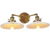 Générique LAUMZX Applique murale double tête réglable dorée, lampe de lecture avec abat-jour en céramique, lampe murale moderne for tête de lit de chambre, salle à manger, couloir, salon