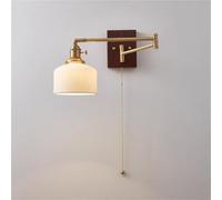 Générique LAUMZX Applique murale en laiton à bras articulé, abat-jour en verre opalin, lampe de lecture réglable, style rustique vintage/milieu du siècle, idéale for une chambre ou un salon.(D)