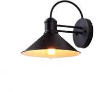 Générique LAUMZX Applique murale industrielle noire mate, applique à col de cygne ferme avec abat-jour conique en métal, luminaire mural d'intérieur rustique for chambre coucher, cuisine(Black)