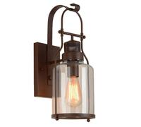 Générique LAUMZX Applique murale industrielle rustique, lanterne de ferme vintage avec abat-jour en verre transparent, applique à crochet bronze huilé for chevet, cuisine, couloir