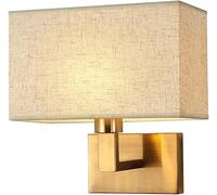 Générique LAUMZX Applique murale moderne dorée, applique rectangulaire avec abat-jour en tissu de lin, luminaire d'intérieur for chambre à coucher, chevet, salon et couloir(Gold,Beige shade)