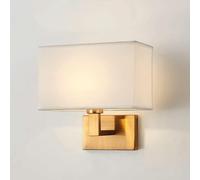 Générique LAUMZX Applique murale moderne dorée, applique rectangulaire avec abat-jour en tissu de lin, luminaire d'intérieur for chambre à coucher, chevet, salon et couloir(Gold,White shade)