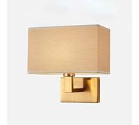 Générique LAUMZX Applique murale moderne dorée, applique rectangulaire avec abat-jour en tissu de lin, luminaire d'intérieur for chambre à coucher, chevet, salon et couloir(Gold,Brown shade)