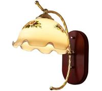 Générique LAUMZX Applique murale vintage à motif floral, style ferme moderne du milieu du siècle, en bois et verre opalin avec finition or antique, idéale for une chambre ou un salon.(35x25cm)