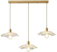 Générique LAUMZX Lustre suspendu moderne en verre, 3 lumières, finition dorée, en forme de fleur, réglable, for cuisine, îlot, salle à manger, chambre à coucher(3 Lights Long)