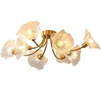 Générique LAUMZX Mid Century 3-Light Lotus Flower Ceiling Light, Vintage Copper Glass Sputnik Chandelier, Brass Close to Ceiling Fixture for Bedroom, Living Room, and Dining Room(8-light)