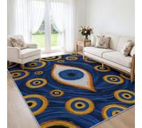 Générique Lavable en Machine Tapis Salon 120x170 cm, Œil Cercles Concentriques Étoiles Antidérapant à Poil Ras Tapis, Mystérieux Bohème Abstrait Écologique pour Salle à Manger Couloir Chambre Bureau