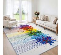 Générique Lavable en Machine Tapis Salon 140x200 cm, Bloc De Couleur Pigment Antidérapant à Poil Ras Tapis, Abstrait Art Funky Écologique pour Salle à Manger Couloir Chambre Bureau