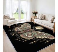 Générique Lavable en Machine Tapis Salon 60x90 cm, Papillon De Nuit Lune Antidérapant à Poil Ras Tapis, Mystérieux Vintage Classique Art Écologique pour Salle à Manger Couloir Chambre Bureau