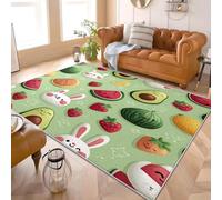 Générique Lavable Machine Doux Pelucheux Antidérapant Tapis 3D Dessin Animé Fruit Poils Courts Tapis Imprimé 140x200 cm Vert pour Salon Chambre Couloir et Salle Entrée Paillasson Chien