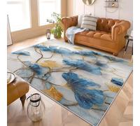 Générique Lavable Machine Doux Pelucheux Antidérapant Tapis 3D Style Chinois Ginkgo Poils Courts Tapis Imprimé 80x150 cm Gris pour Salon Chambre Couloir et Salle Entrée Paillasson Chien