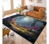 Générique Lavable Machine Doux Pelucheux Antidérapant Tapis Contes De FéEs ForêTs Papillons Poils Courts Tapis imprimé 160x230 cm Vert Our Salon Chambre Couloir et Salle Manger Confortable et sûr！