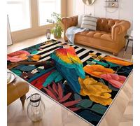 Générique Lavable Machine Doux Pelucheux Antidérapant Tapis RéTro Floral Ara Poils Courts Tapis Imprimé 120x180 cm Vert pour Salon Chambre Couloir et Salle Entrée Paillasson Chien