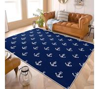 Générique Lavable Machine Doux Pelucheux Antidérapant Tapis ThèMe D'Ancre Nautique Poils Courts Tapis Imprimé 60x90 cm Bleu pour Salon Chambre Couloir et Salle Entrée Paillasson Chien
