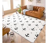Générique Lavable Machine Doux Pelucheux Antidérapant Tapis ThèMe Nautique CréAtif Poils Courts Tapis Imprimé 140x200 cm Blanc pour Salon Chambre Couloir et Salle Entrée Paillasson Chien