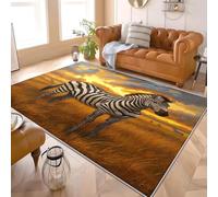 Générique Lavable Machine Doux Pelucheux Antidérapant Tapis ThèMe ZèBre des Prairies Poils Courts Tapis Imprimé 60x90 cm Couleur Orange pour Salon Chambre Couloir et Salle Entrée Paillasson Chien